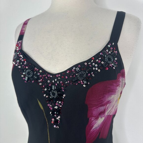 Midnight Velvet Black Asymmetrical Beaded Fairycore Whimsigoth Midi Dress Sz M - Picture 4 of 16